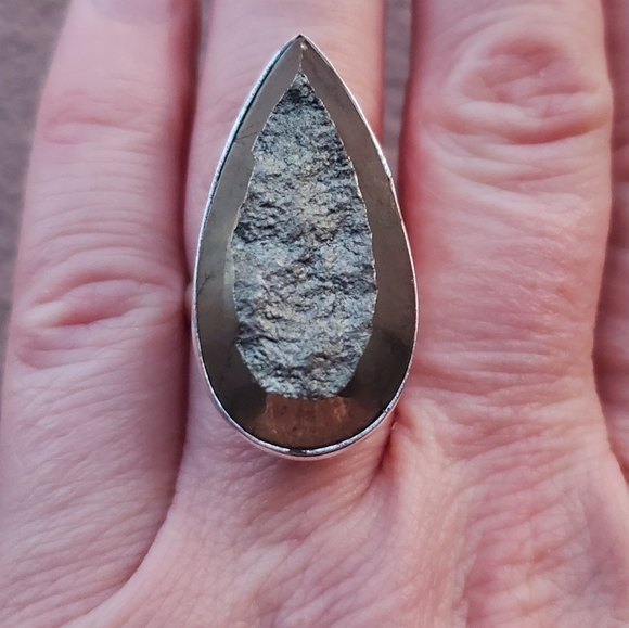 New Pyrite Apache Gold 925 Silver Ring. - Picture 5 of 7